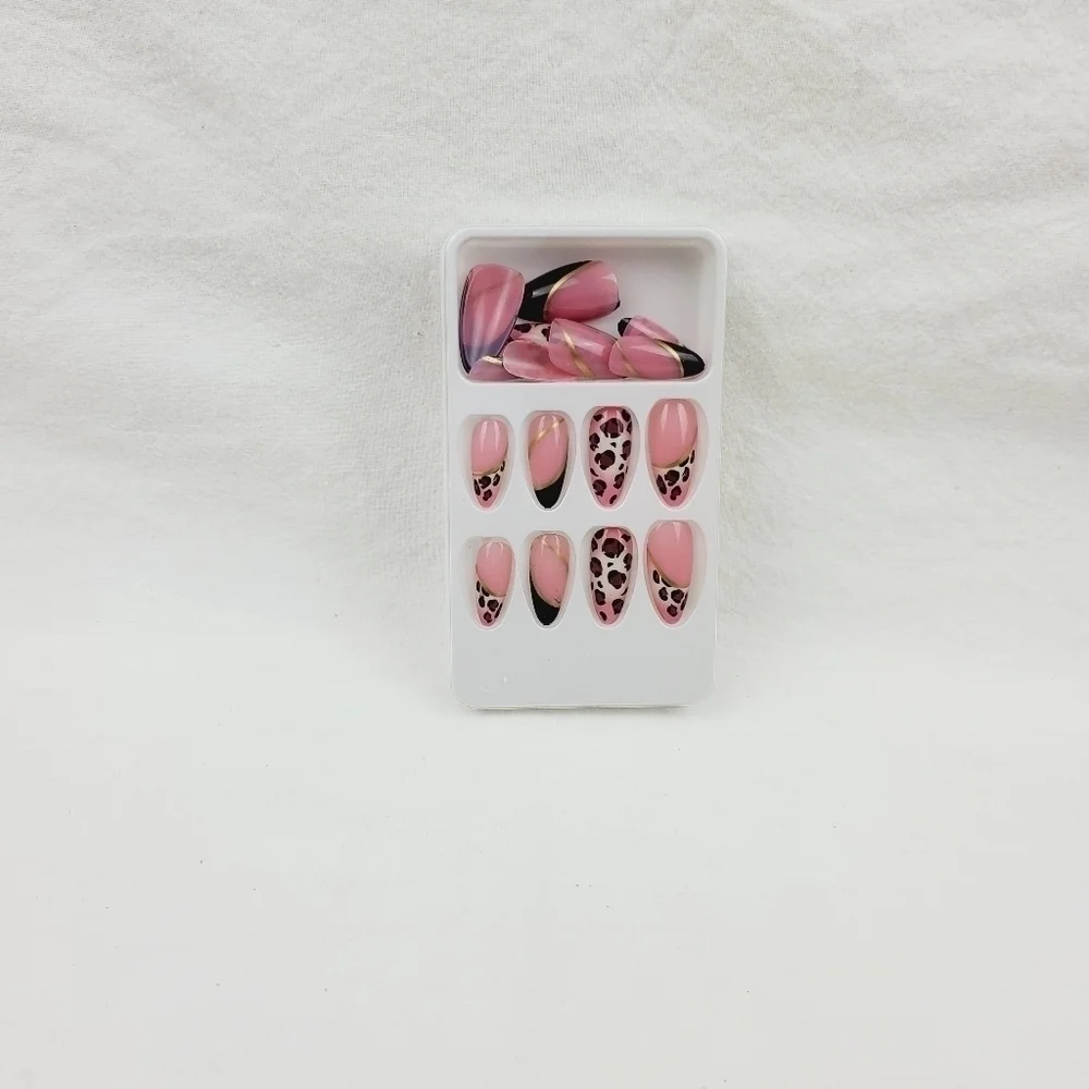 24 reusable animal print press on nails